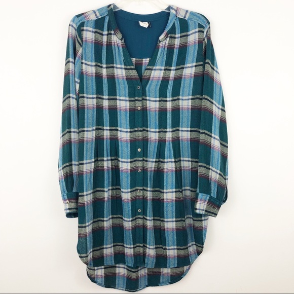 Anthropologie Tops - ANTHROPOLOGIE AKEMI + KIN teal plaid tunic | M
